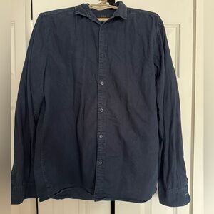 COS Dark Navy Long-Sleeve Button-Down Shirt (100% Cotton)